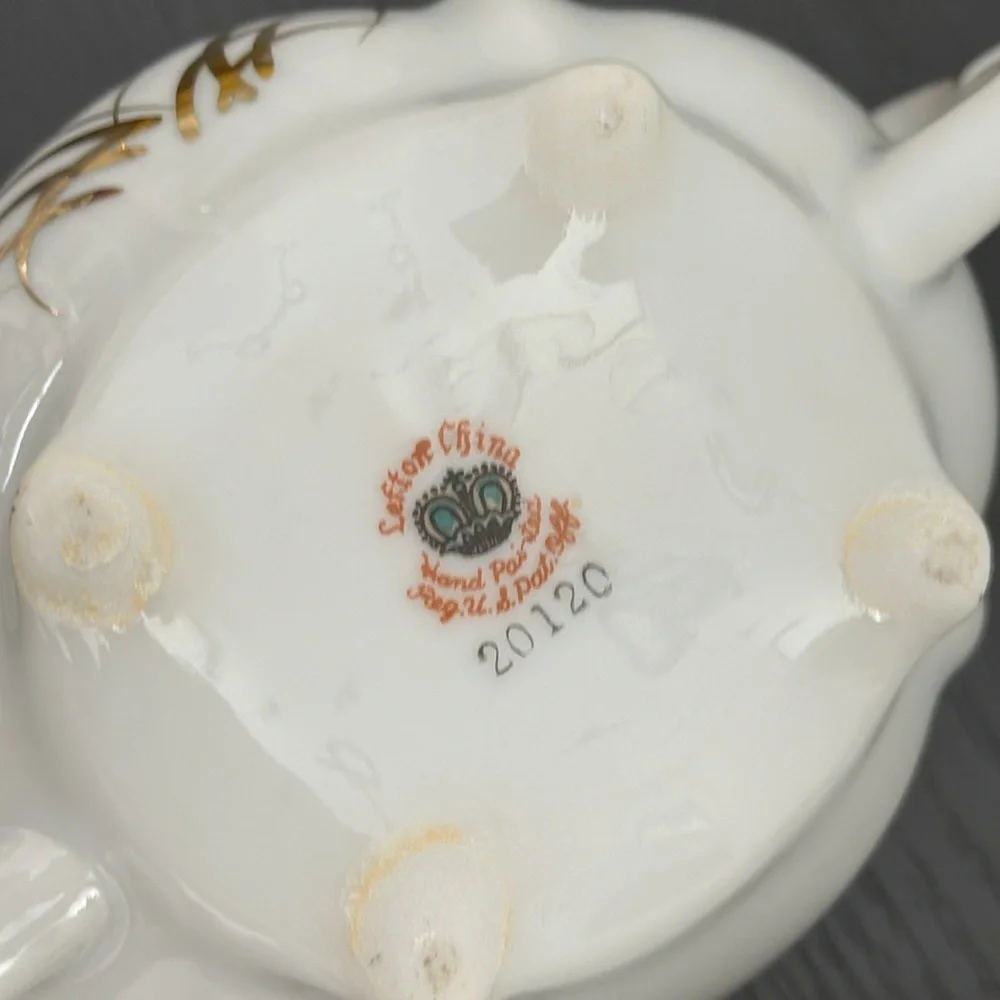 Lefton China Wheat #20120 Demitasse (mini) Cream & Lidded Sugar Bowl Gold Accent
